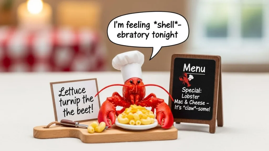 Cute Lobster Puns Mixed with Food Humor